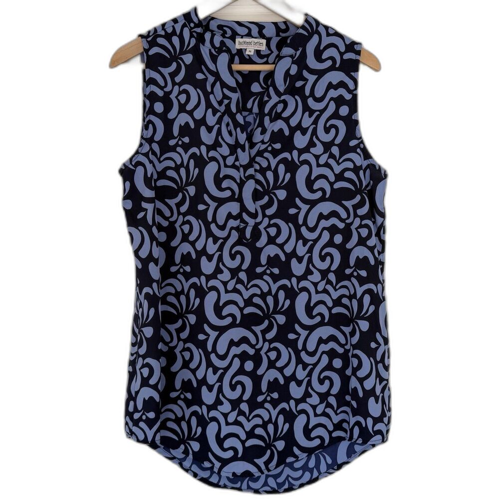 Buckhead Betties Women's Sleeveless Dark Blue and Lavender Blouse Size M